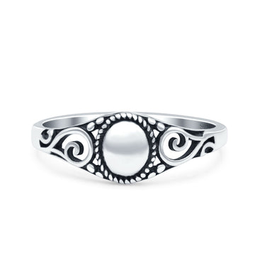 Bali Style Oxidized Band Solid 925 Sterling Silver Thumb Ring (6.8mm)